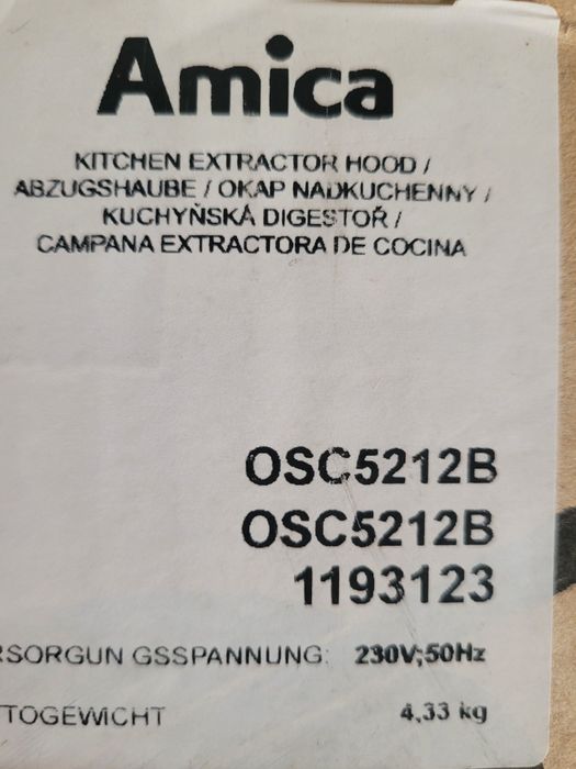 Nowy okap.kuchenny Amica OSC 5212B