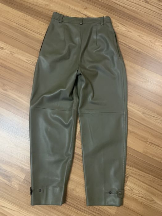 Штани  еко шкіра mango хакі/зелені