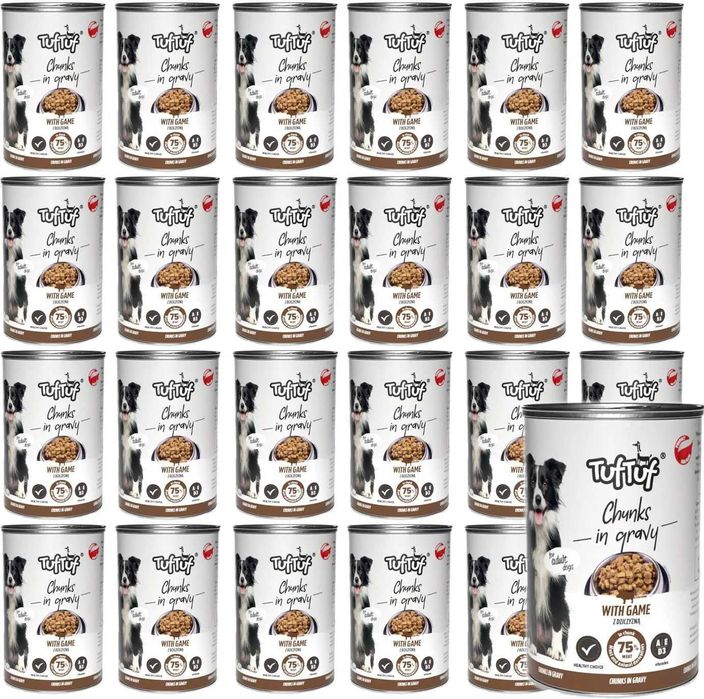 TUF TUF Puszka kawałki mięsne z dziczyzną mokra karma dla psa 24x415g