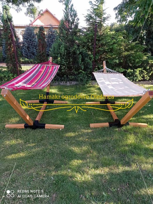 Stelaż - Stojak drewniany na hamak ogrodowy.