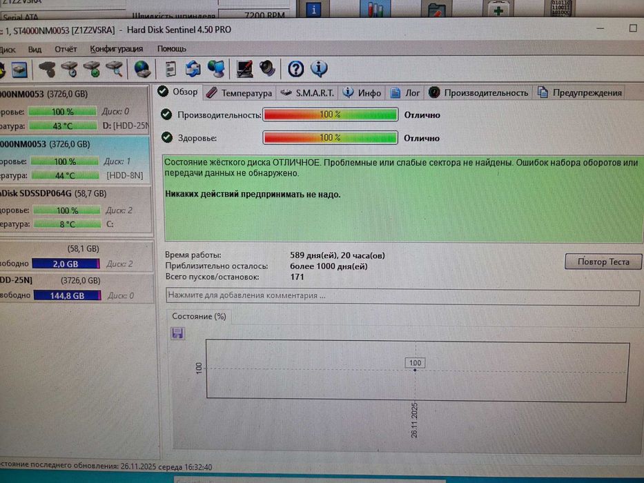 3.5 HDD Жорсткий диск 4Tb, малий пробіг Seagate Constellation ES.3 SED
