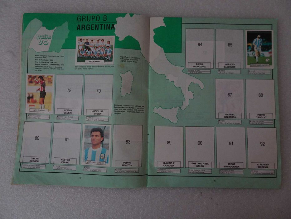 Caderneta de cromos de futebol Itália 90 - Euroflash faltam 182 cromos
