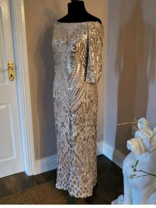 Вечернее длинное золотистое платье с пайетками Quiz сукня плаття