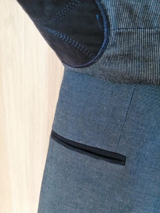 Szara grafitowa marynarka łaty na łokciach czarne wstawki rozmiar 46