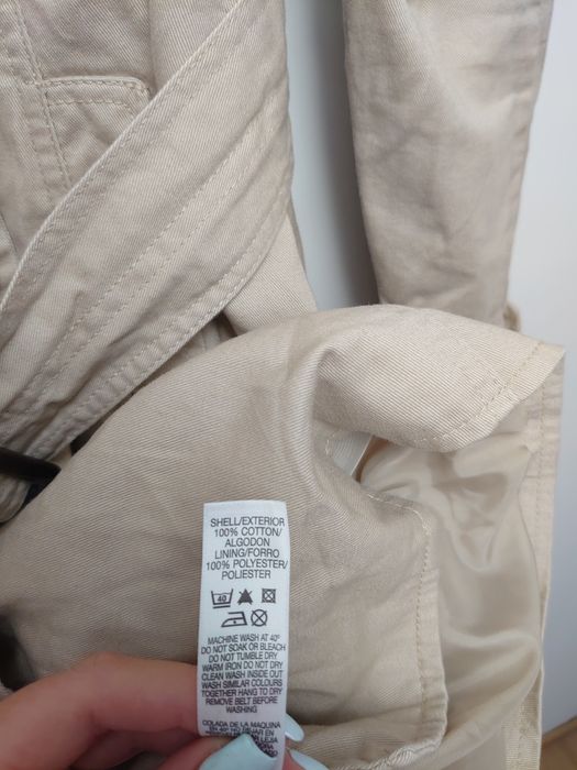 Elegancki beżowy bawełniany płaszcz przejściowy Dunnes