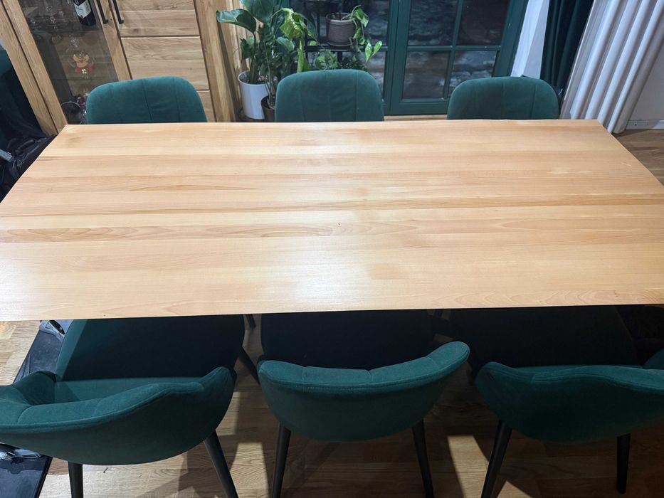 Dębowy stół do salonu 197x93 cm, nogi typu "pałąk" (solidny)