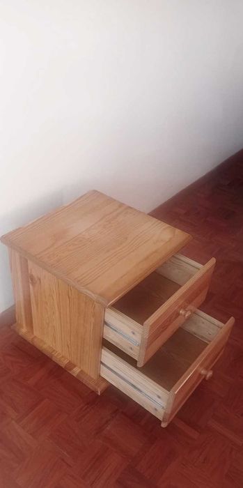 Mesa-de-Cabeceira Móvel Apoio Madeira Maciça