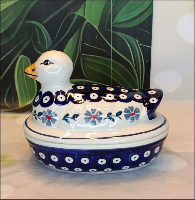 Pojemnik ceramiczny kaczka ceramika Bolesławiec.WADA.