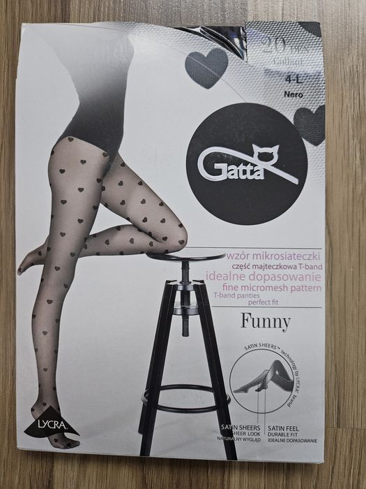 Rajstopy Gatta, Funny, serca, 4-L, Czarne