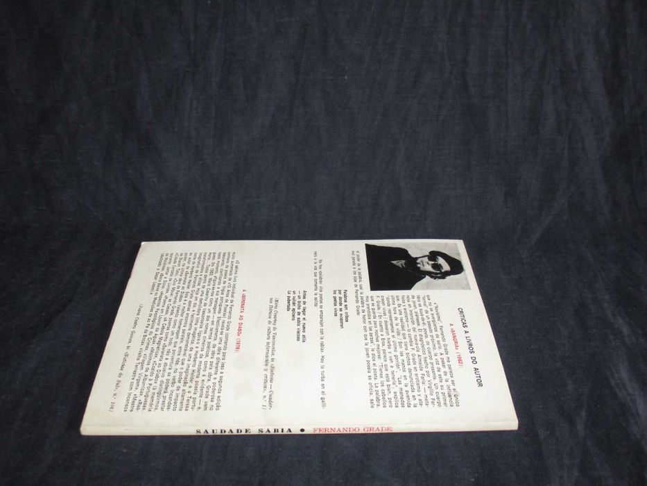 Livro Saudade Sábia Sonetos Fernando Grade Autografado