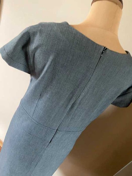 Biurowa sukienka elegancka basic szary braz 44 46 xxl +size