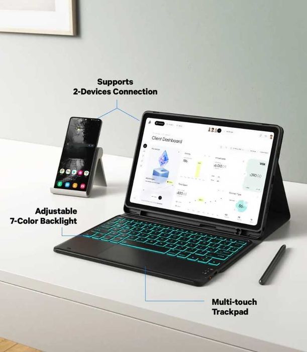 Etui CHESONA Samsung Galaxy Tab A9+ odłączana klawiatura bluetooth