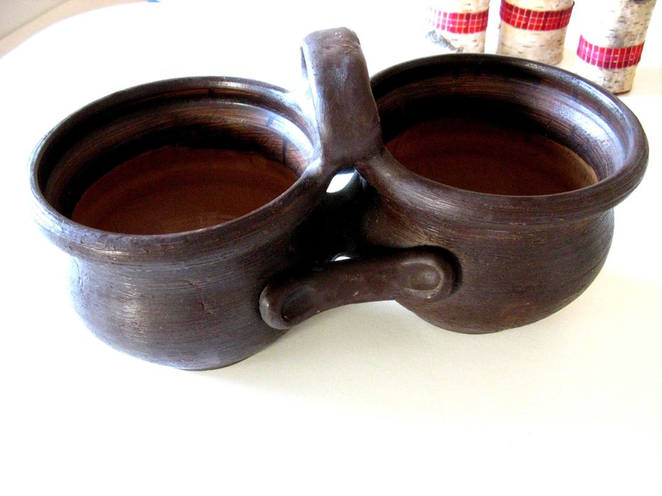 Podwójna doniczka osłonka gliniana nowa