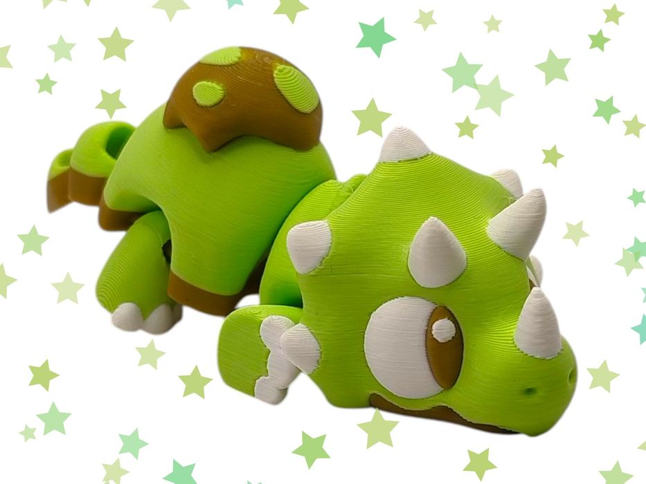 Brelok dinozaur triceratops zielony uroczy dodatek ruchomy breloczek