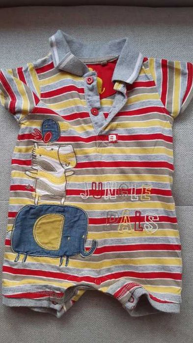 Rampers w paski z kołnierzykiem rozm. 68-74