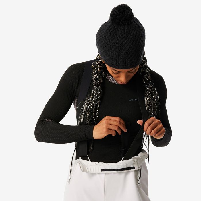 Calças de ski quentes e justas mulher, 500 bege