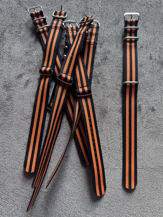 Pasek Nato 20mm Nowy czarno-pomarańczowy Bulova Omega Seiko