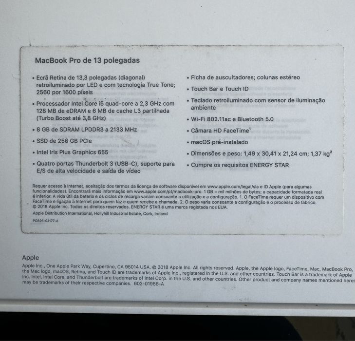 Macbook pro 13” 2018