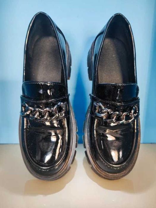 DeeZee Loafersy Buty dziewczęce Czarne 35 Lakierki klamra (7)