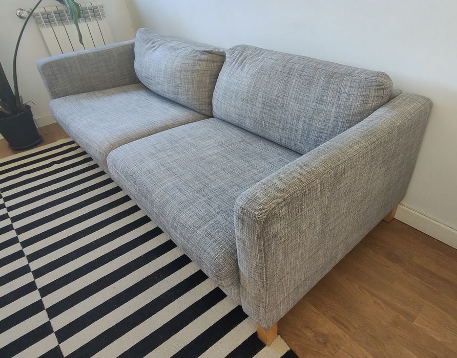 Sofá 3 lugares cinzento, capas amovíveis
