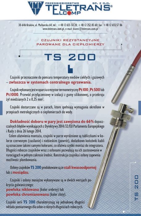 Teletrans Elcomp TS200/PT500 czujniki temperatury