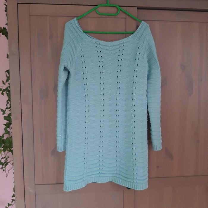 Miętowy jasno zielony turkusowy swetr sweter sweterek tunika S/M