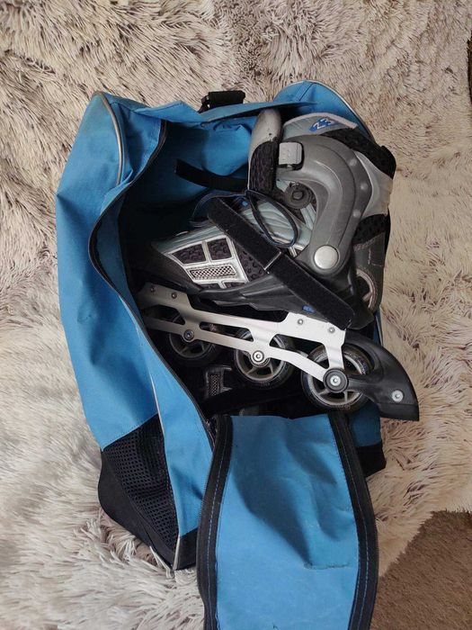 Роликові ковзани 43 розмір з сумкою та захистом локтів та колін