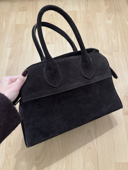 Шоколадна замшева сумка