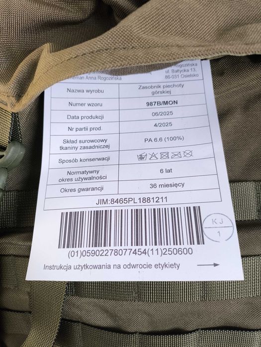 Zasobnik piechoty górskiej 987B MON