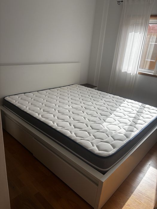 Cama Casal 180x200 + Colchão + Estrado + 2x Gavetas