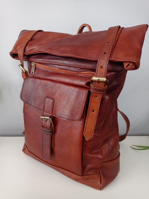 Piękny, duży plecak ze skóry naturalnej. Hand made!