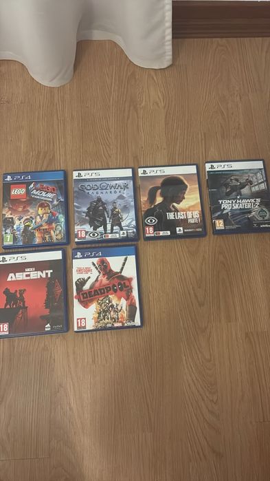 The lady of us parte 1-50€.    God of war ragnarok-40€.    Tony hawk`s  pro skater-20€.    Deadpool-12€.    The ascent-15€.    The legomovie-15€