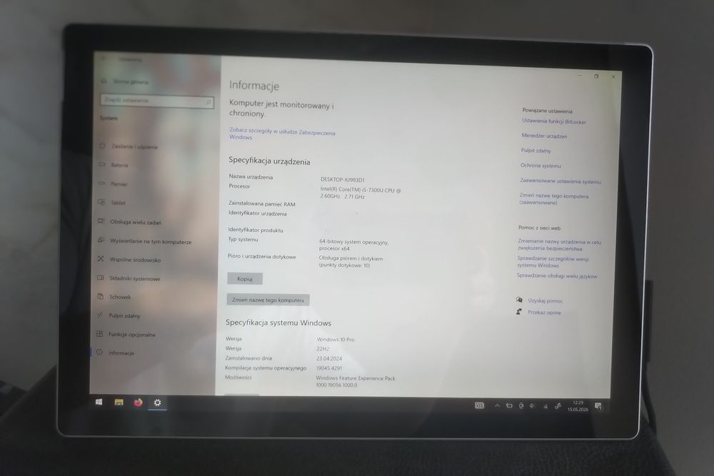 Microsoft Surface pro 5 model 1796