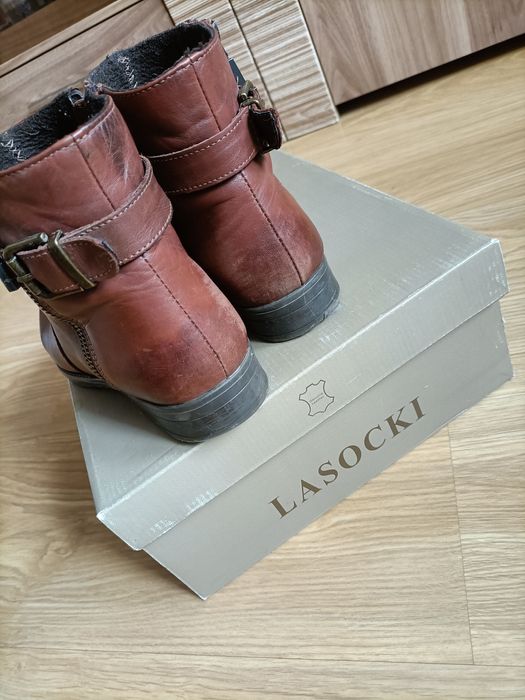 Brązowe botki skórzane Lasocki 36