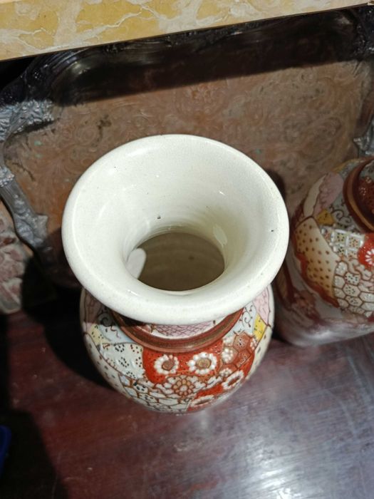 Jarras cerâmica satsuma Japão séc XIX 33 cm Assinados