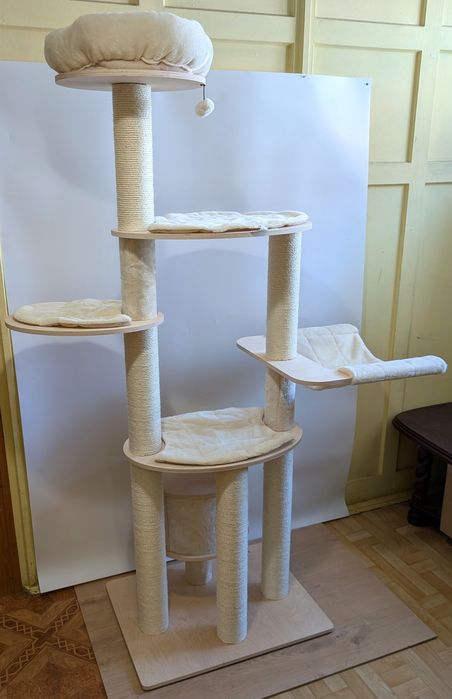 Natural Paradise Drapak dla Kota Petunia 140x68x193cm Kremowy OGROMNYu