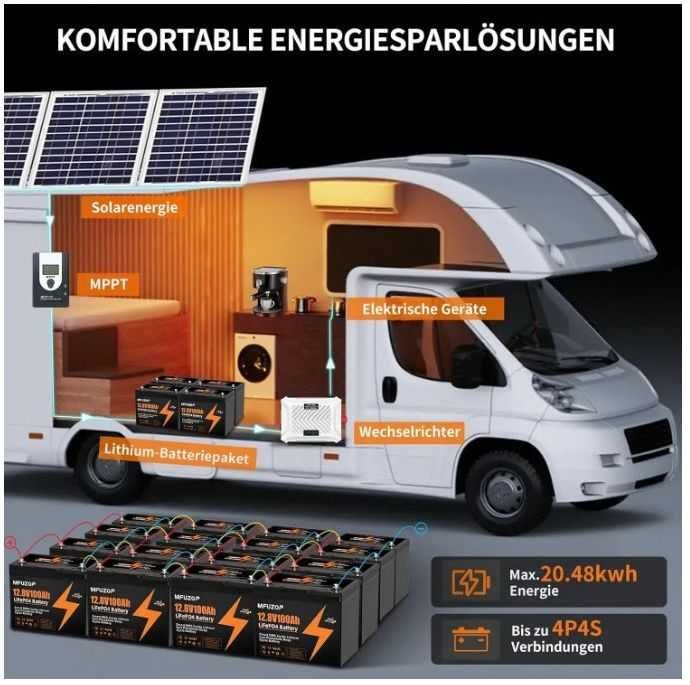 LiFePO4 акумулятор (батарея) MFUZOP 12V 100Ah 1280Wh BMS