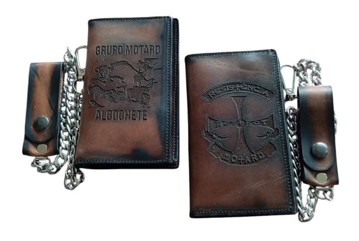 Carteiras motard personalizadas em pele.