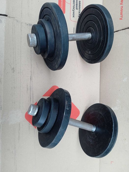 Гантели по 16,2 кг, блины, гири наборные, для штанги.