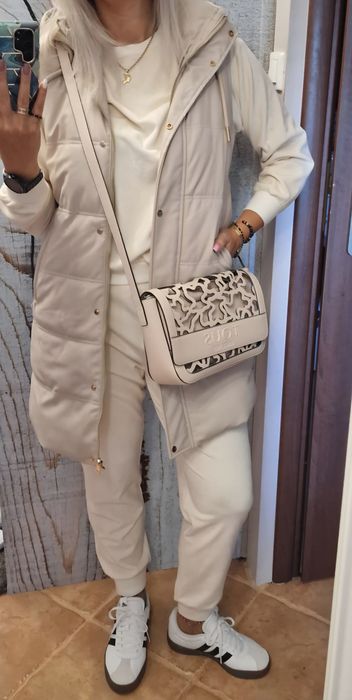 Pikowana kamizelka ze sztucznej skóry Zara r.S