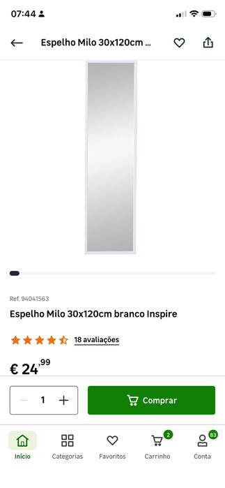 Espelho branco comprido Milo Leroy Merlin