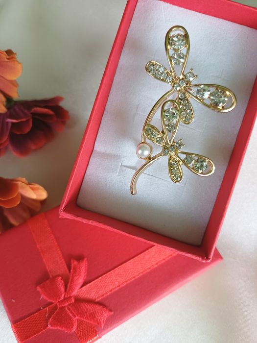 Broszka - Ważki z cyrkoniami