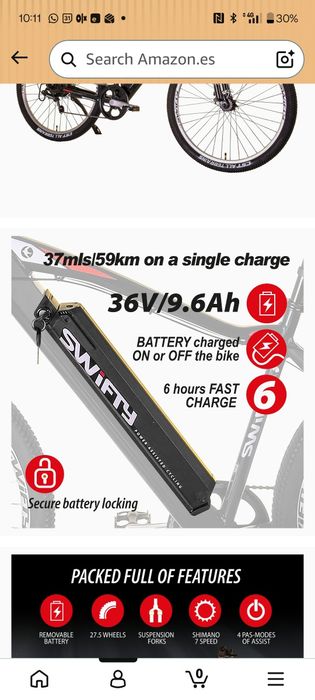E bike swifty at-656 bateria Panasonic