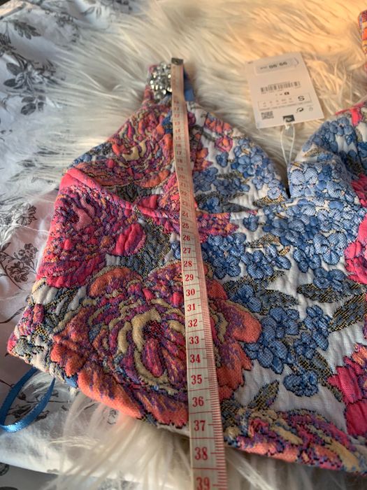 żakardowy top niebieski gorset zara vintge hit pinterest y2k biżuteria