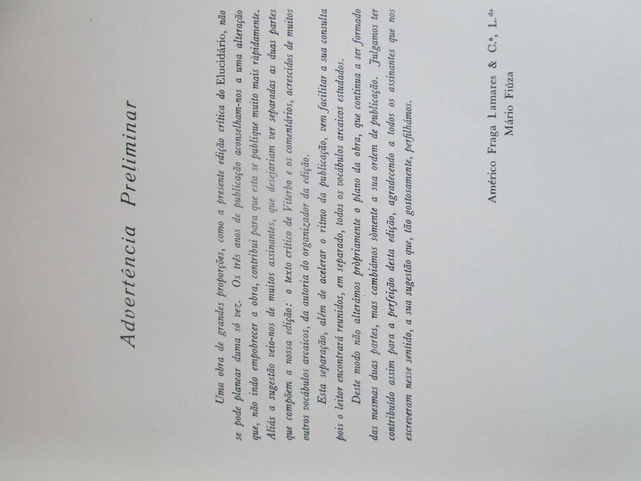 Elucidário das Palavras, Termos e Frases (2 Volumes), de Frei Viterbo