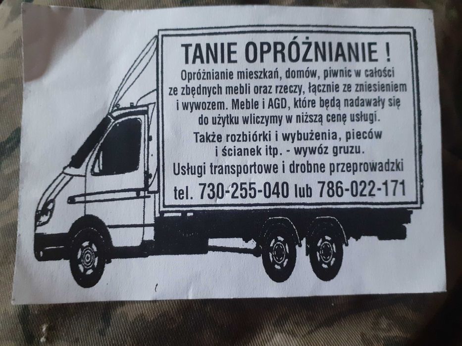 Opróżnianie mieszkań, domów piwnic,i.t.p.pod klucz