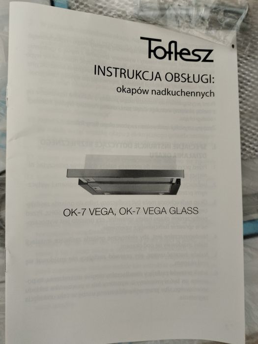 Okap TOFLESZ ok-7 vega, OK-7 VEGA GLASS INOX czarne szkło