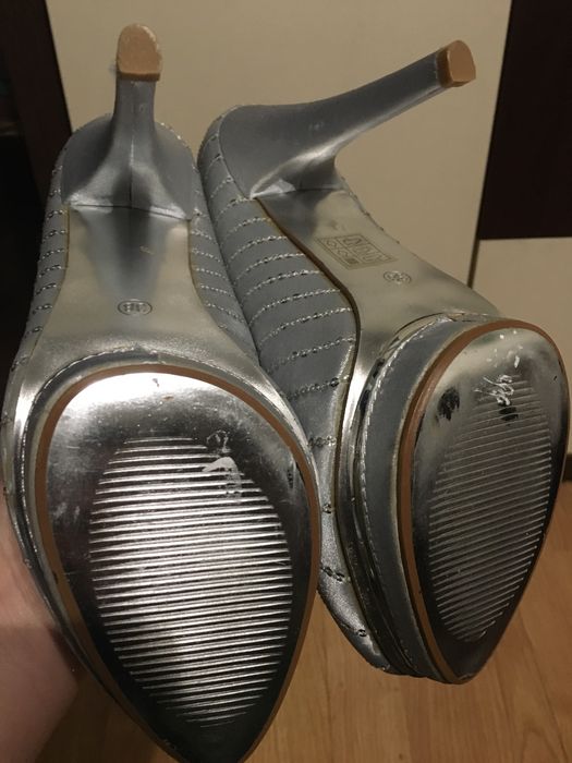 Farasion szpilki buty damskie srebrne 38