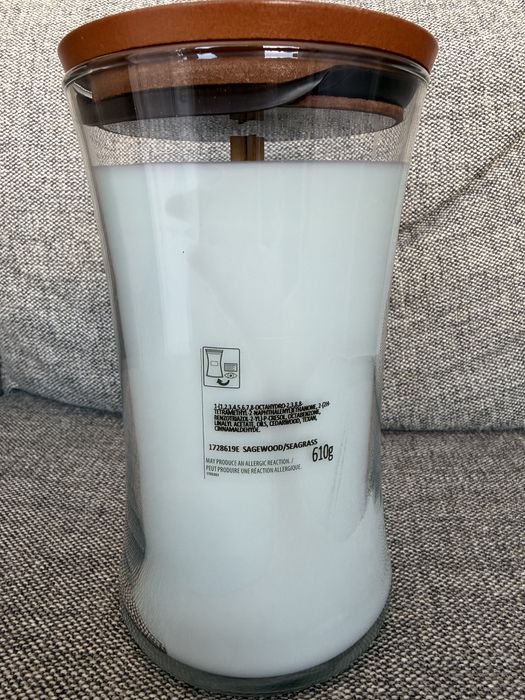 Свічка Woodwick Sagewood & Seagrass Evergreen Cashmere 610g велика