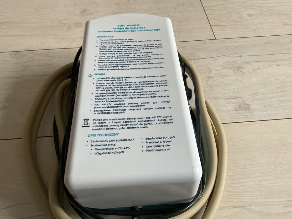 Materac przeciwodleżynowy z kompresorem